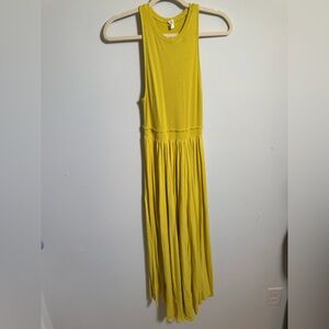 Daily Practice Yellow Maxi Dress Ribbed Bodice Boho Resort Beach Vacation Dress